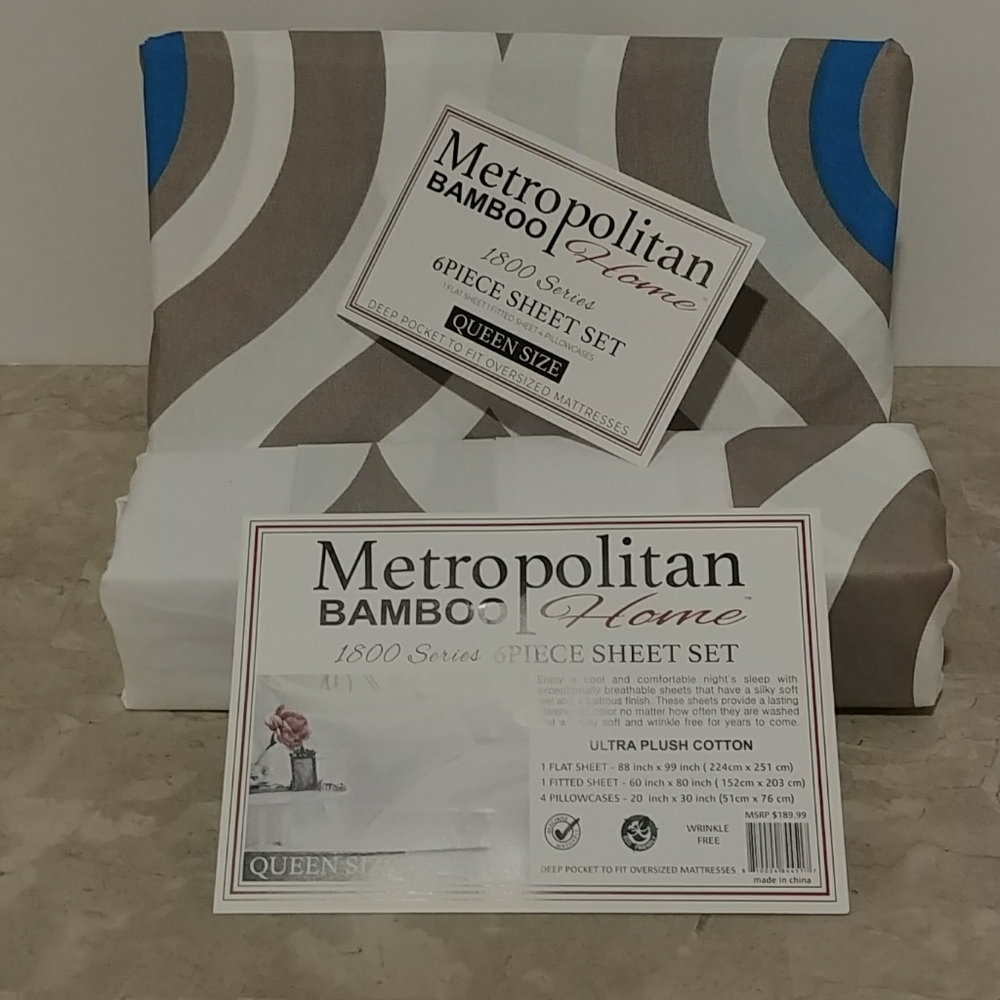 Metropolitan Bamboo Abstract Gray Queen She⦠- Picture 7 of 12